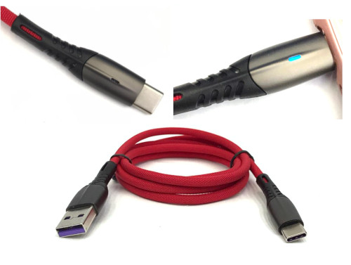 USB AM to Type C Data & Charging Cable with LED 1m